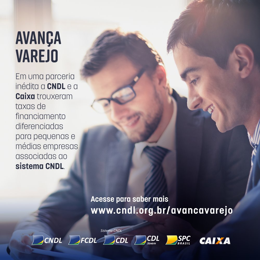 Não perca essa oportunidade para financiar o crescimento do seu negócio. Acesse: cndl.org.br/avancavarejo 💲💰💸 <a href="/Caixa/">CAIXA</a> #CNDL #AvançaVarejo