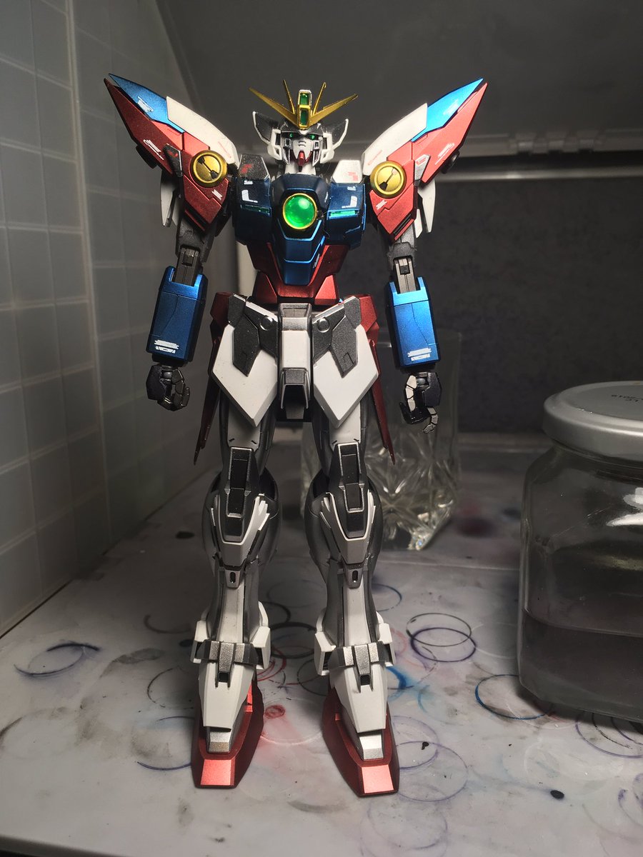 solid_XIII's tweet image. Main body completed! Decals, wings, and weapons are in progress #protozero #gunpla #gundam #mastergrade