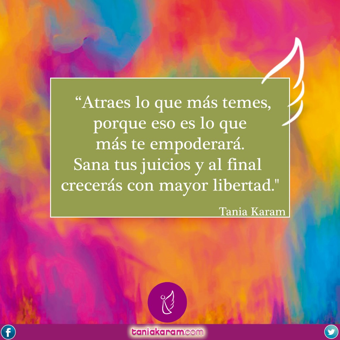 taniakaram's tweet photo. #FelizLunes “Atraes lo que más temes, por que eso es lo que más te empoderará. Sana tus juicios y al final crecerás con mayor libertad.” https://t.co/8BAMI6ndTB