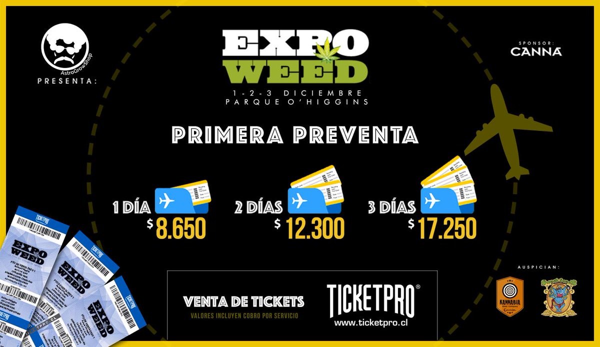 ExpoweedChile07's tweet photo. ¡Sólo por agosto! Asegura tu asiento en la Feria del Cáñamo de América https://t.co/zrOu9SGH4U https://t.co/p695Hnmd1I