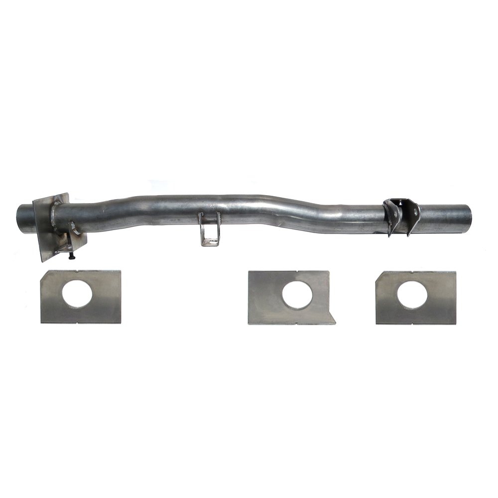 New improvements on the rear tank support x-member for the Chevy Silverado, now has bend in pipe like the OEM one. #Chevy #Truck #Rust