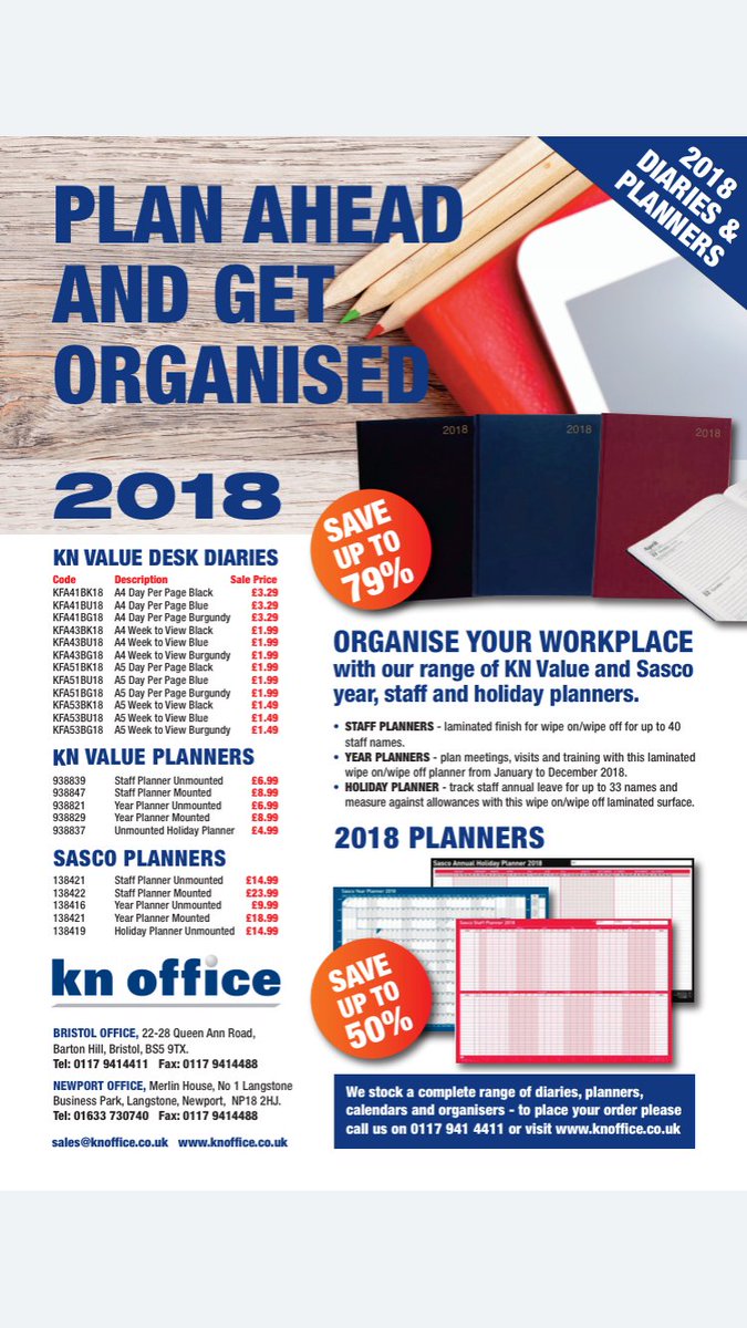 Get ahead &amp; order your 2018 Diaries from <a href="/KNOffice/">KN Office</a> &amp; save £££'s for ordering early!