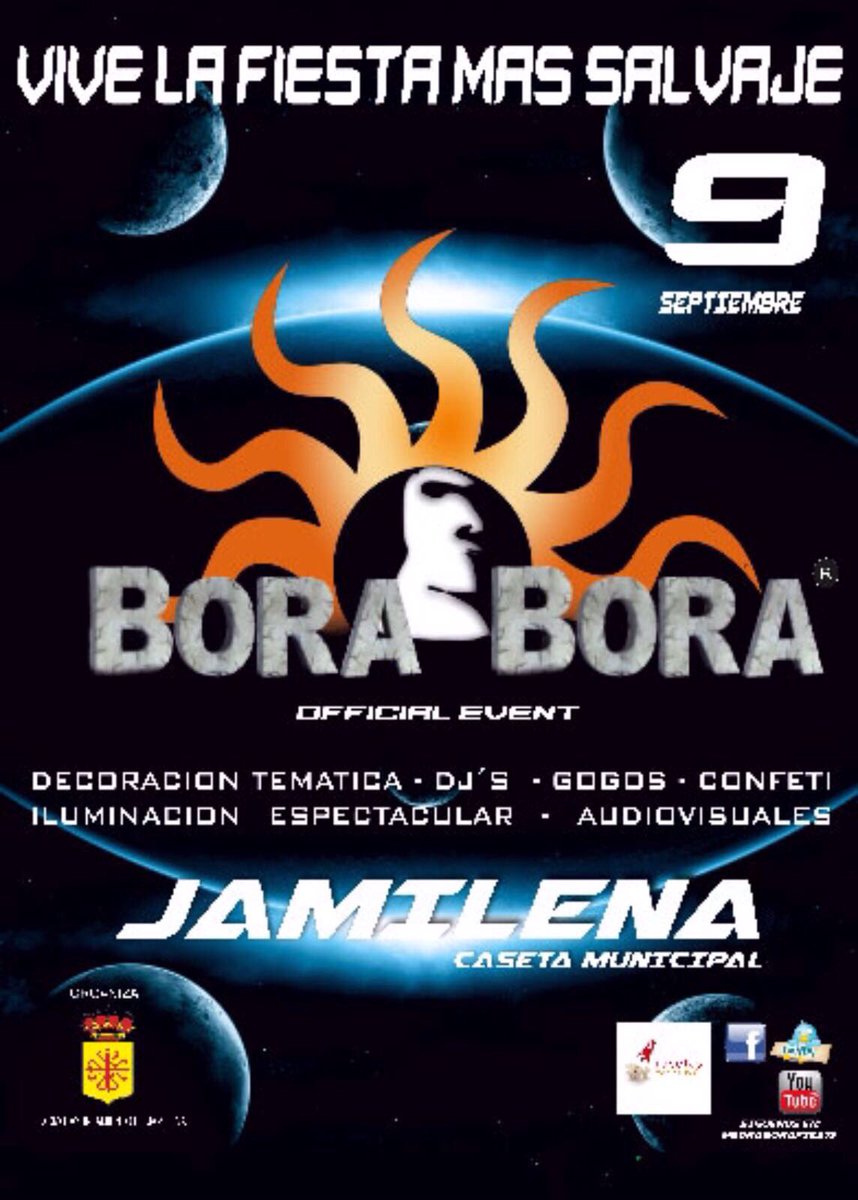 BORABORAFIESTA's tweet photo. Te lo vas a perder 9 septiembre  si volvemos a Jamilena con @HumbertoMolinaR @AlvaroWade @Djluisgee @JaviLorite https://t.co/OdyxAcYSo2