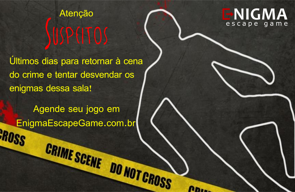 EnigmaEscGame's tweet photo. Ainda não desvendou os mistérios da sala Suspeitos? Não perca esta oportunidade e agende seu jogo!
#EnigmaEscapeGame #EscapeGame #Suspeitos https://t.co/AMnDEjaOt6