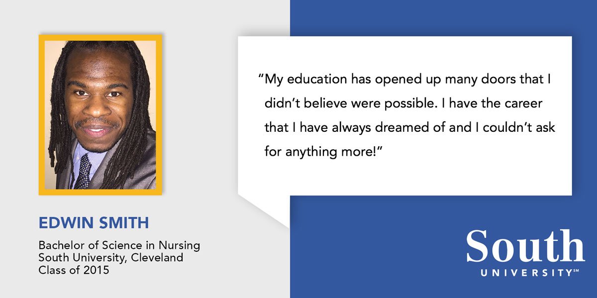 SouthU's tweet photo. Meet Class of 2015 South University, Cleveland alum, Edwin Smith: https://t.co/SPb6xcbN0D #alumnisuccess #alumni #graduate #SouthGrad https://t.co/L9aihILrow