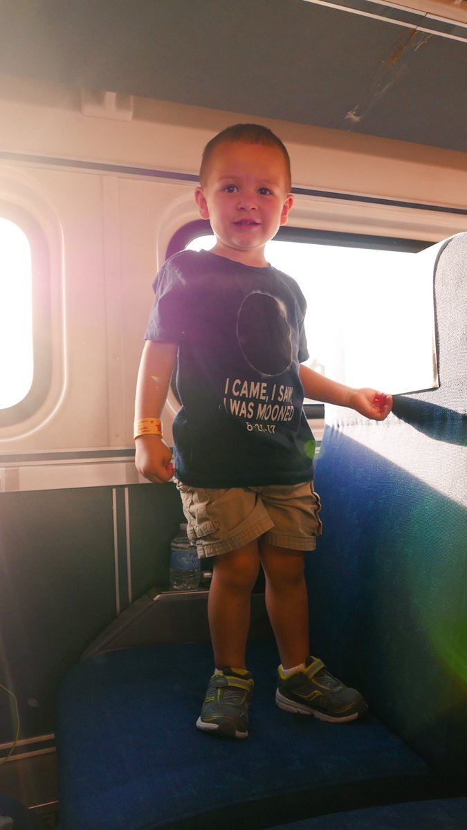 rideMTD's tweet photo. "I came, I saw, I was mooned." We met 2yo Sam when he boarded @Amtrak's #EclipseTrain at Illinois Terminal. He'll be 9 by the next eclipse. https://t.co/oquRFR0KaS