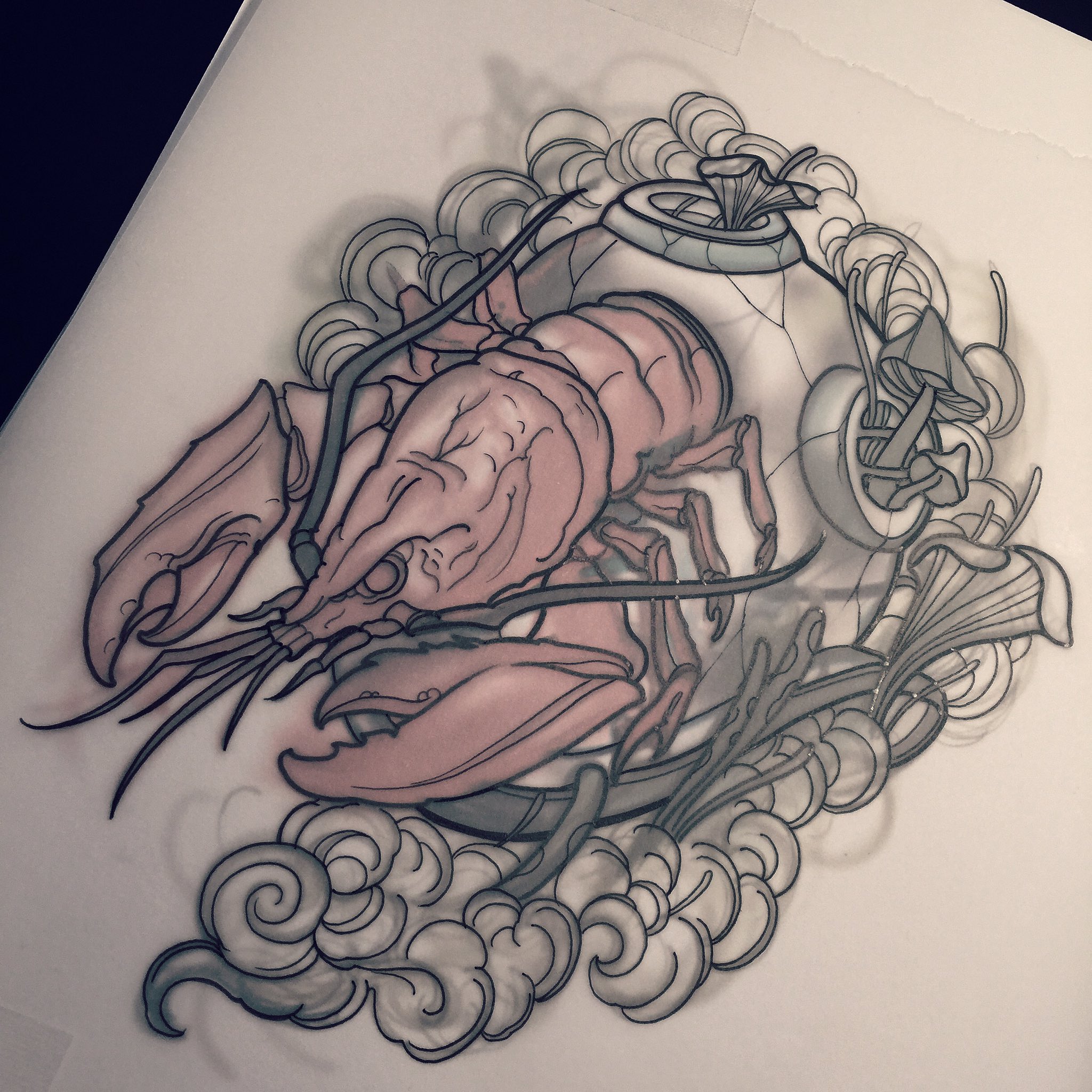 Lobster tattoo on the rib  Tattoogridnet
