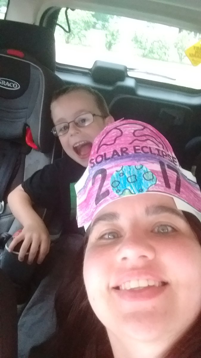 Zander made me an awesome solar eclipse hat at school today! Love it!