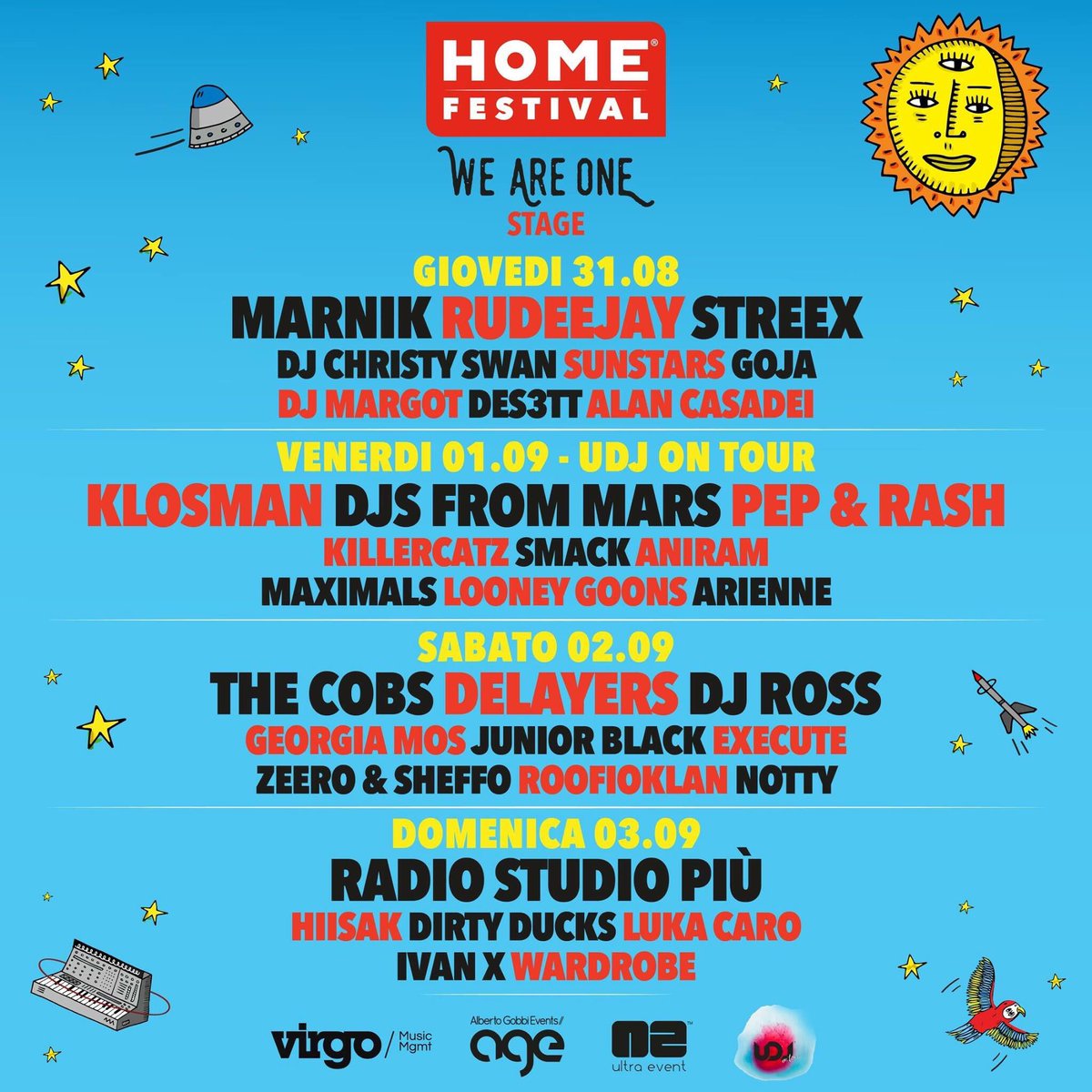 Our artists <a href="/thecobsmusic/">THE COBS</a> <a href="/DELAYERSdjs/">DELAYERS</a> and <a href="/ExecuteMusic/">Execute</a> at Home Festival. #weareone