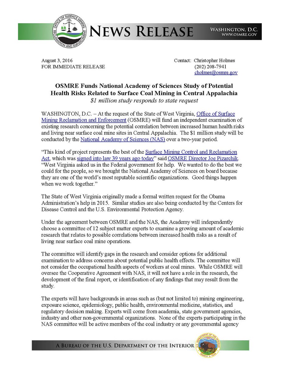 EricLiptonNYT's tweet image. NEWS: Trump's Interior Depart has ordered National Academy of Sciences to halt study of health risks/harm caused by mountaintop coal mining