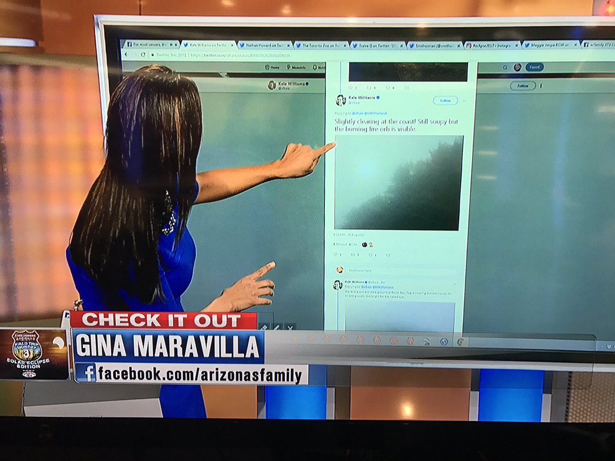 scottpasmoretv's tweet image. Weve got your social media aspect of the #SolarEclispe2017 covered by @GinaMaravillaTV during our #gmaz #EclipseDay special #azfamily
