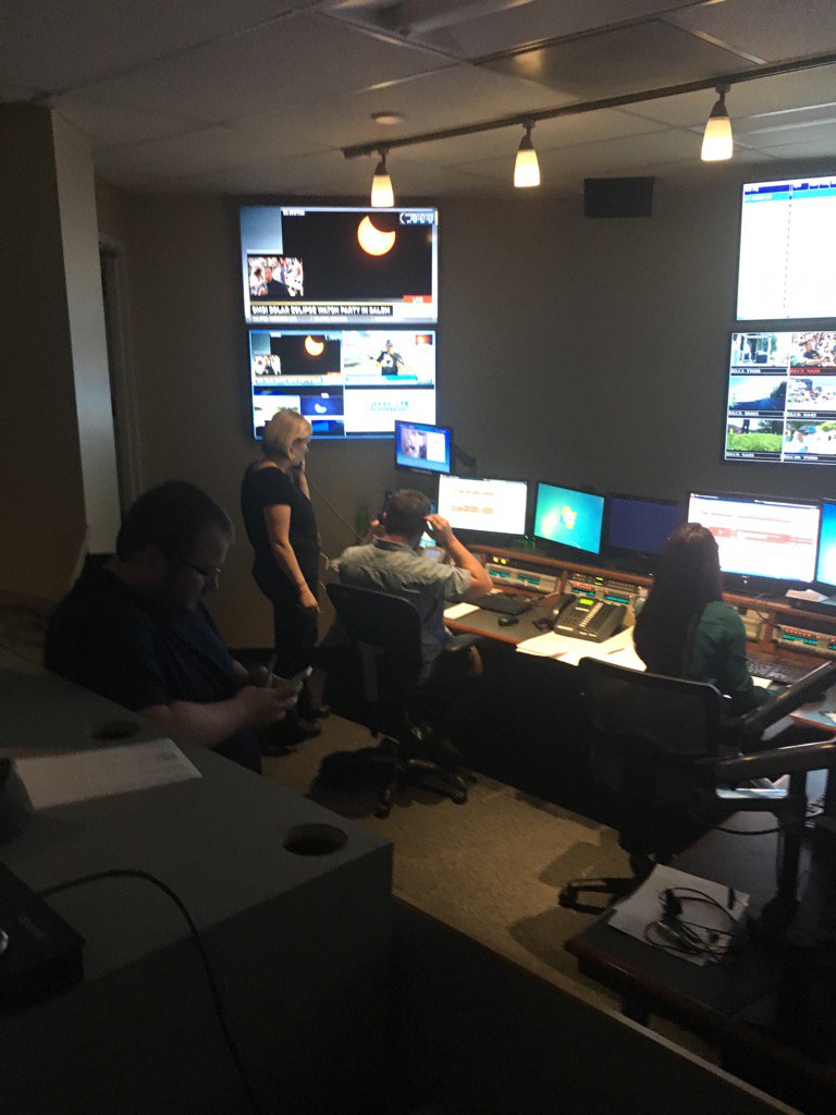 Watching eclipse from our control room at KGW