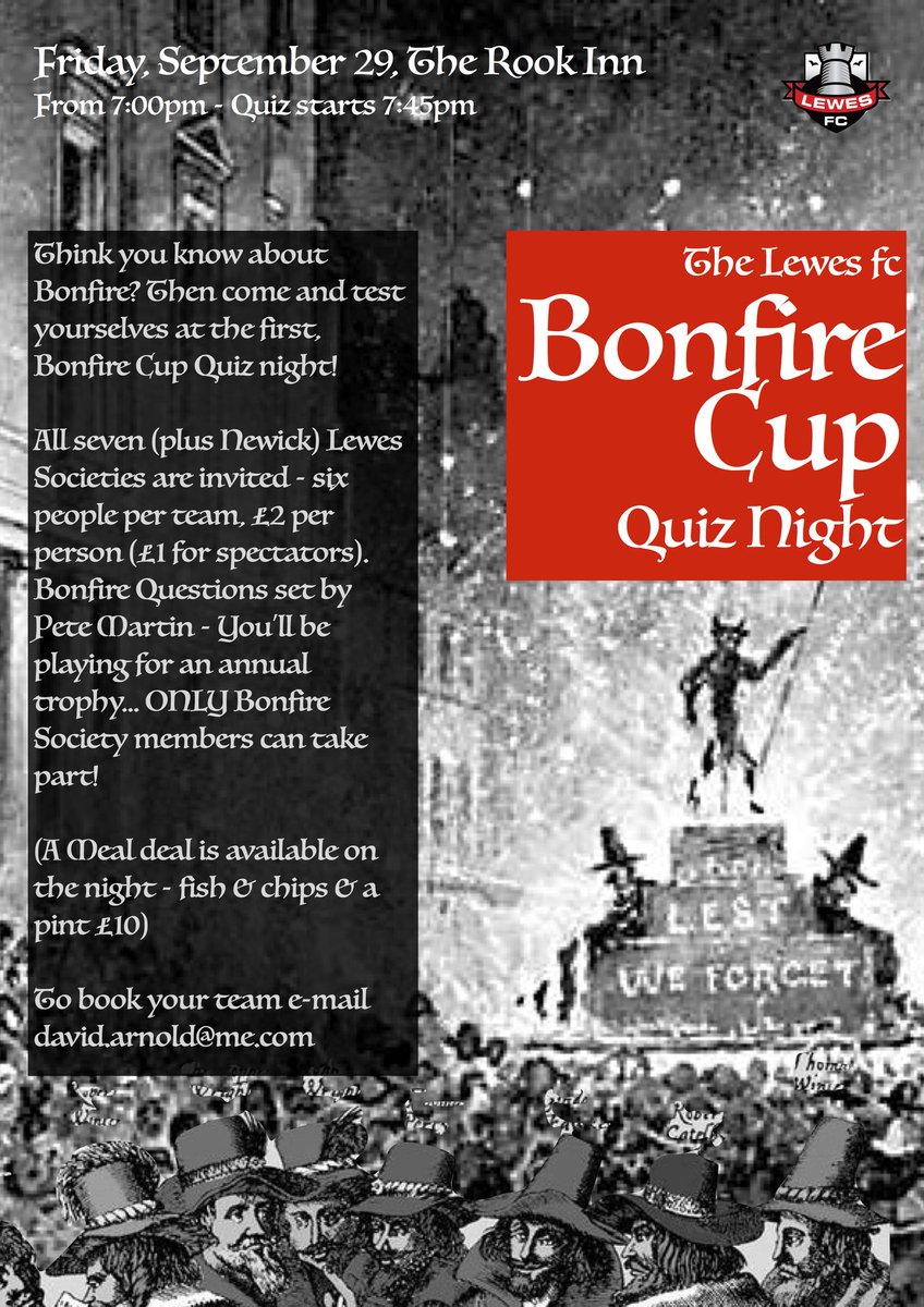 Bonfire Quiz Cup at the Pan. Friday 25th September. Teams of 6. <a href="/C_S_B_S/">CSBS</a> <a href="/cliffebonfire/">Cliffe Bonfire</a> <a href="/SouthoverLewes/">Southover Bonfire</a> <a href="/ssbslewes/">South Street Bonfire</a> <a href="/LewesBonfire/">Lewes Bonfire</a> &amp; Newick