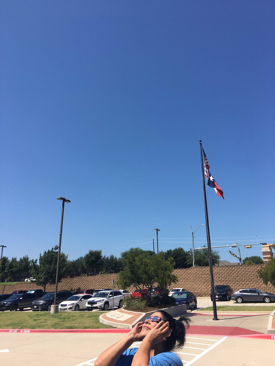 Solar Eclipse beginning... <a href="/NikkiDressel/">Nikki Dressel</a> is prepared! #myMISD #MISDgt