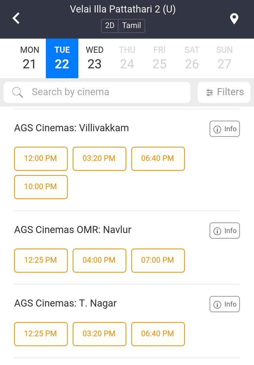 Its__Kavi's tweet photo. #VIP2 #VIP2MegaHit

Next 2 Days all the shows #AGS Housefull

* Family Audience Enjoying
* #Dhanush Rocking Perf
* Wonderful Dir #Soundarya https://t.co/IX029x7uIt