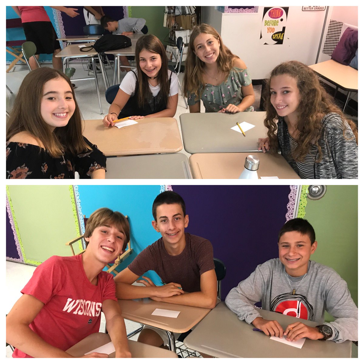 8th grade blue team students in LA class! #cmsopeningday <a href="/109Caruso/">Caruso Middle School</a>