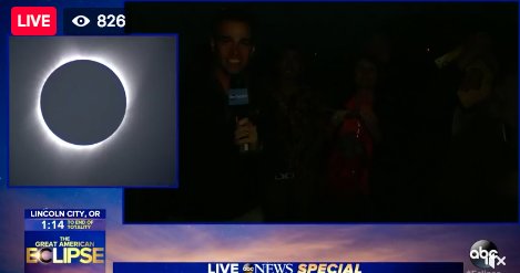 WCPO's tweet image. WOW! Totality in Oregon! Check it out here: bit.ly/2v7bDtl #SolarEclipse2017 #SolarEclipse #EclipseLivestream