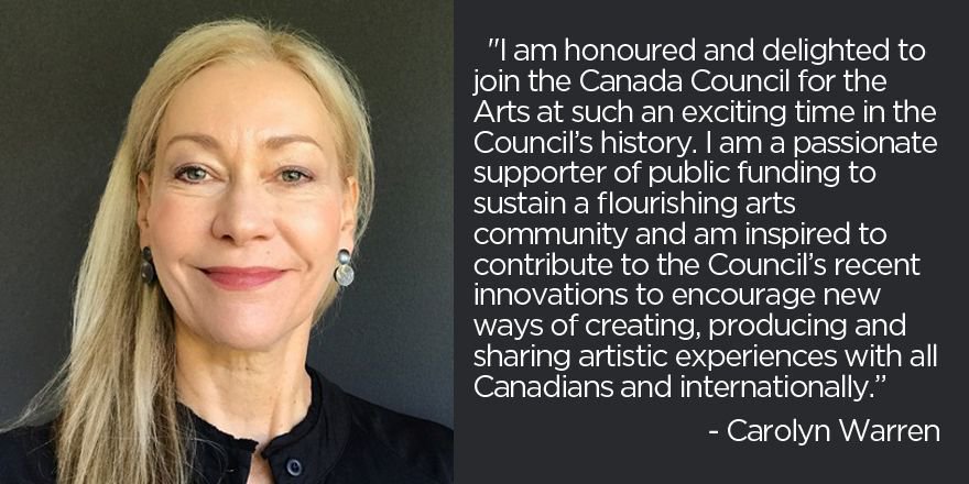 CanadaCouncil's tweet image. Carolyn Warren will join the organization as Director General Arts Granting Programs Division.buff.ly/2ikcLbf