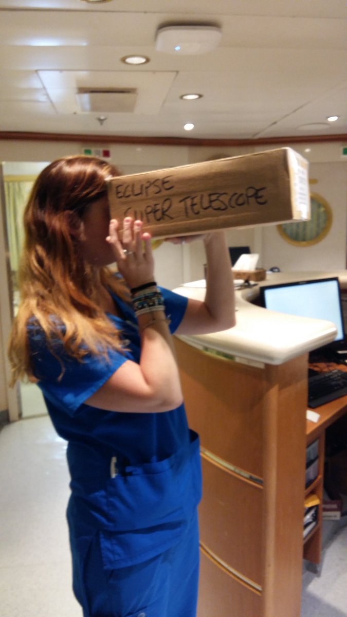 ed007za's tweet photo. When there aren't enough special eclipse glasses for Crew and the Snr Nurse says she has a plan...😂😂😂 https://t.co/C3vXnHvyGC