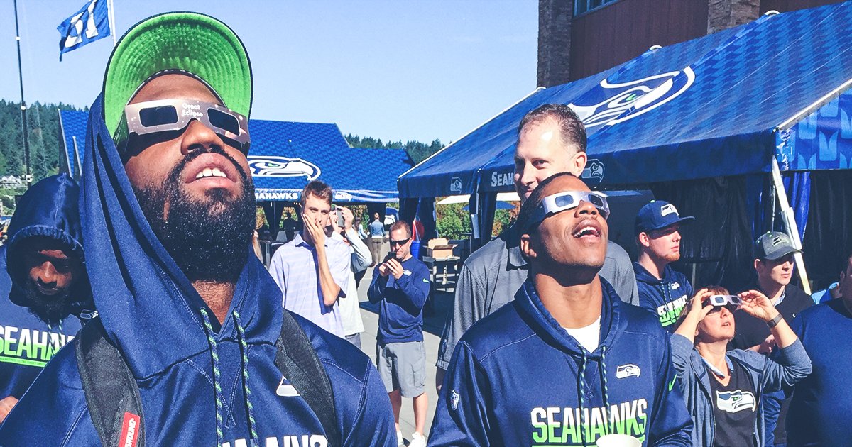 Seahawks's tweet photo. 😎 #SolarEclipse2017 https://t.co/FMkriNx3xv