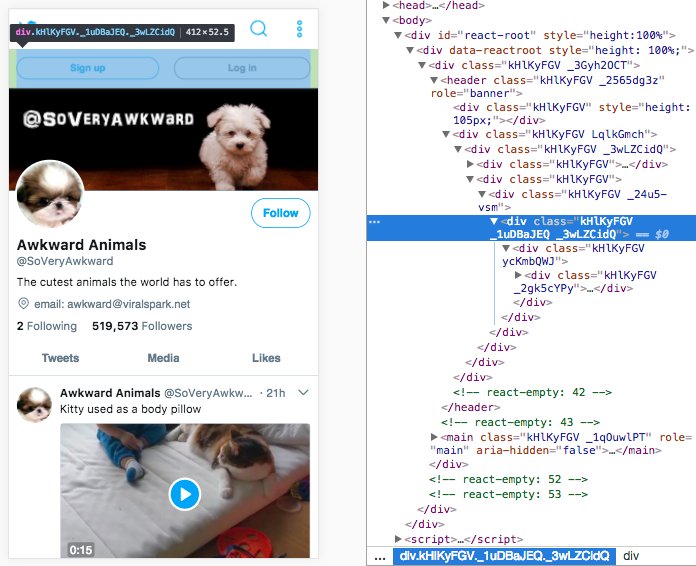 Rich_Harris's tweet image. RIP readable classnames, murdered by CSS-in-JS. another nail in the coffin of the scrapeable, &apos;view source&apos;-able web