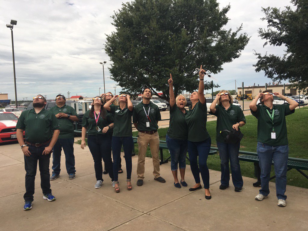 AACAL003's tweet photo. What else would AACAL teachers being doing on Eclipse day!! https://t.co/ml5orHoGZe