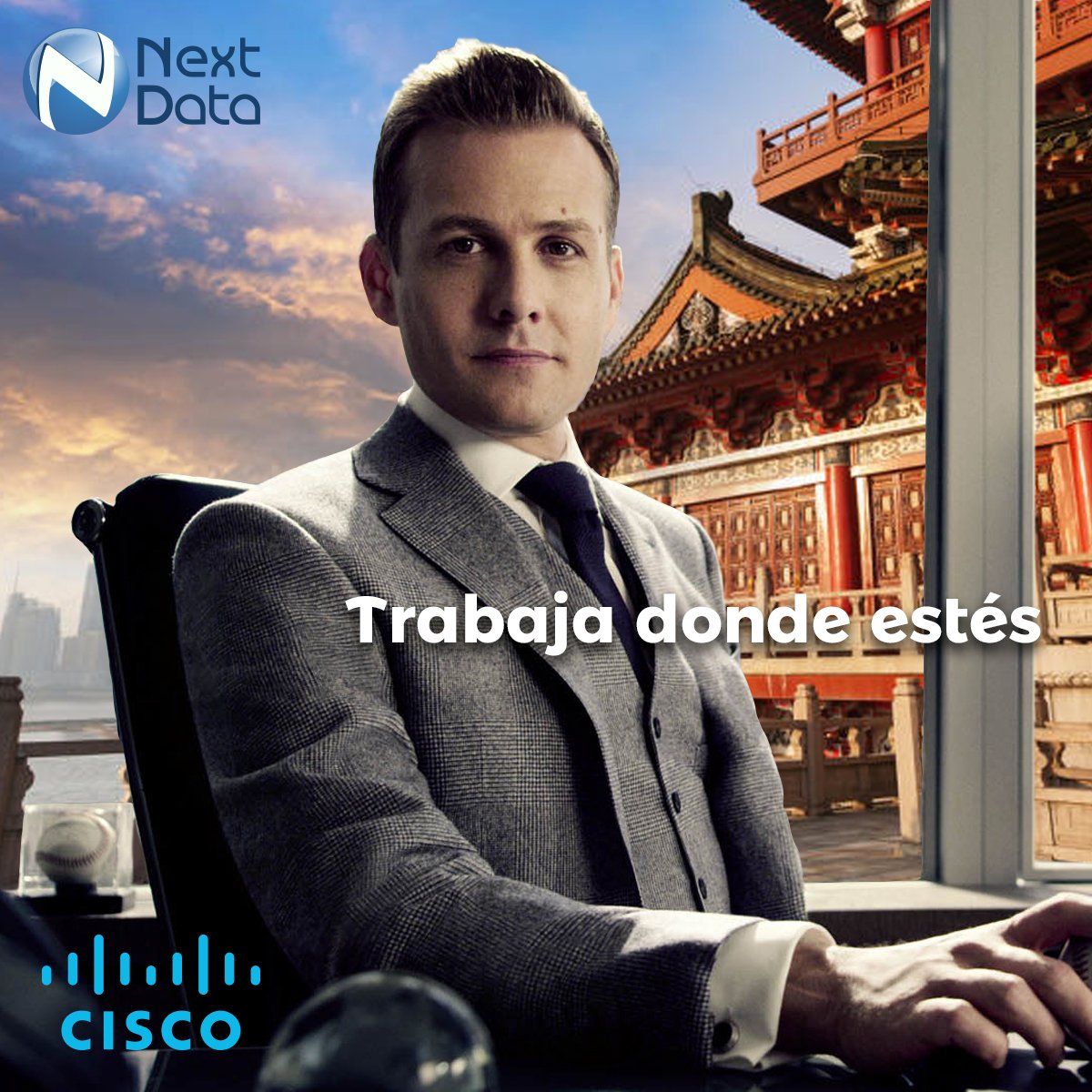 NextData's tweet photo. Trabajar a distancia es una necesidad en todas las empresas que buscan un crecimiento exponencial. Lógralo con #NextData y @Cisco https://t.co/xi6wzL5kgI