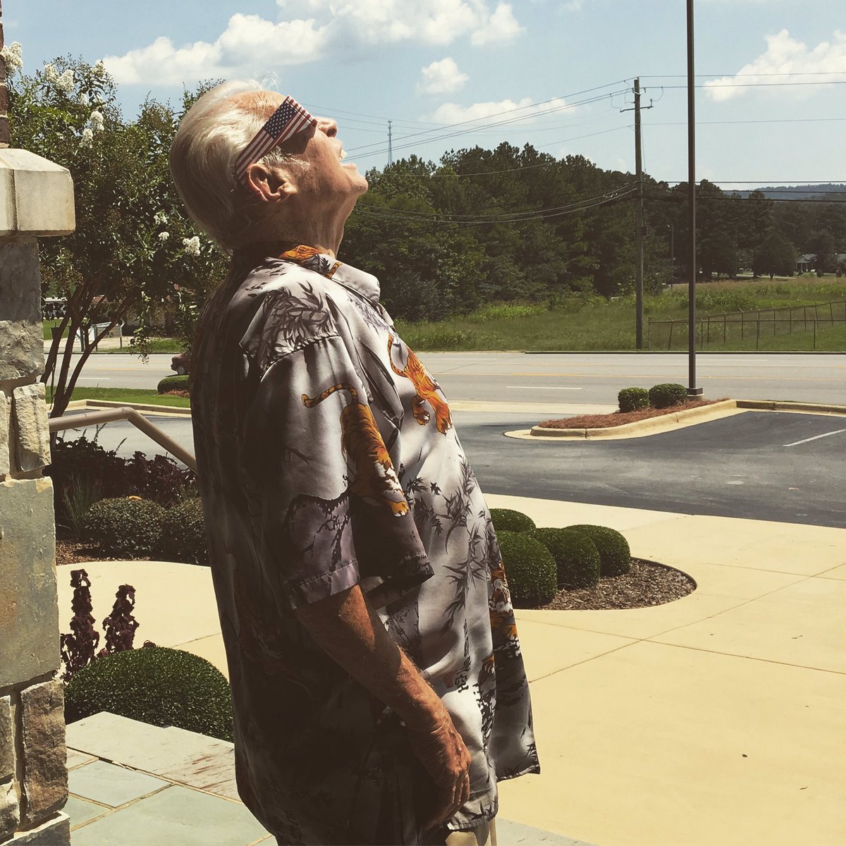 Roger Chappell, 91, experiencing his first eclipse with us today! We love sharing life with our customers! #banklocal #eclipse2017