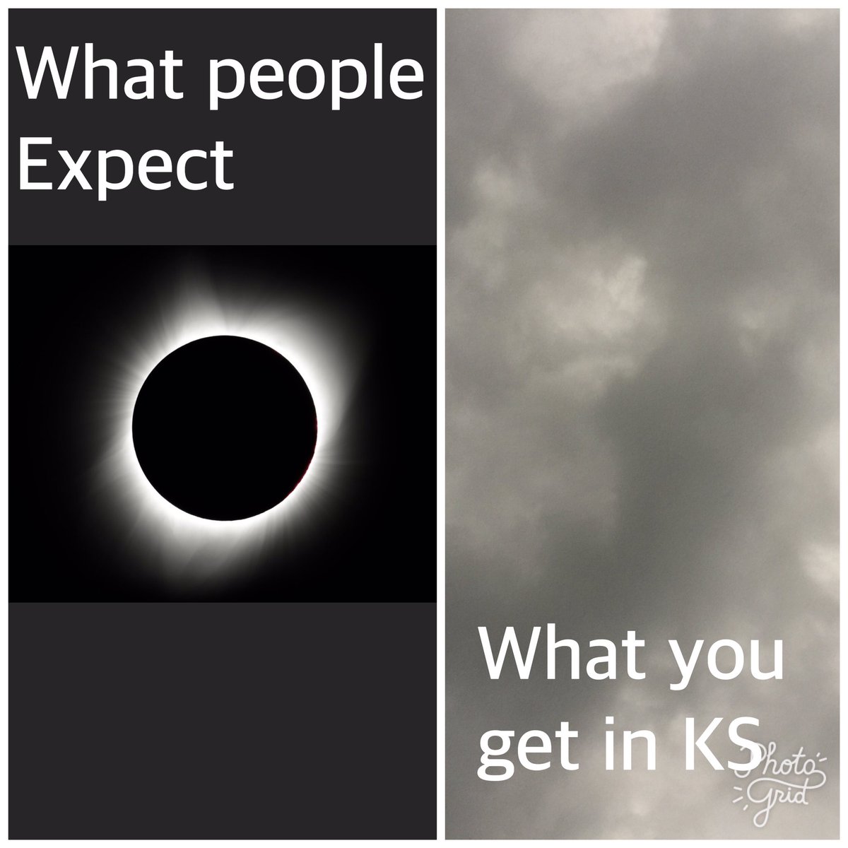 T_Heckler's tweet photo. Sorry kids. Expectations vs. real-life!     #kceclipse #Eclipse2017 #TotalEclipseOfTheHeart 
#LFK #lifelessons https://t.co/aJnlLzvWYC