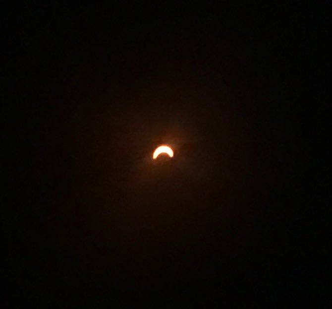 MargieStrange's tweet image. The best we could do with a phone, the glasses and a zoom. #EclipseDay #eclipse17 #nyc