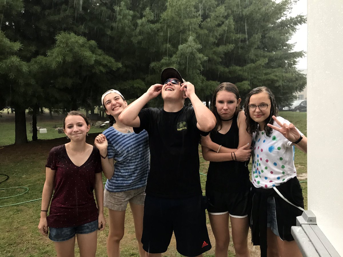 pchsmarching's tweet photo. the trumpet section was trying to catch the solar eclipse in the rain during sectional times πΊπβοΈ #SolarEclipse2017 #pchsmarching https://t.co/mNzMMzhEwg