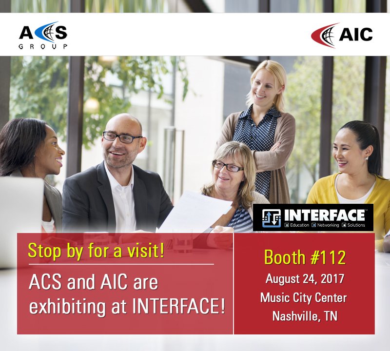 ACSGroupUSA's tweet photo. Join us this Thursday at #INTERFACE2017! Booth #112 at the Music City Center in #Nashville, TN. https://t.co/Sn3m0tTLzr