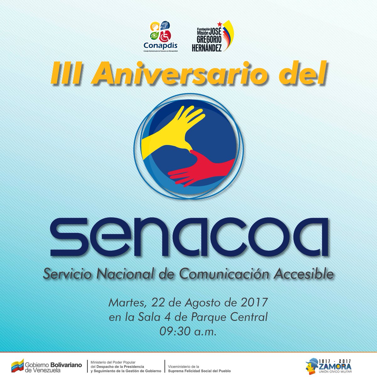 FMisionJGH's tweet photo. Felicitamos a quienes han hecho posible el SENACOA para dignificar la calidad de vida de personas con discapacidad auditiva y visual https://t.co/ugRlfWTnsd