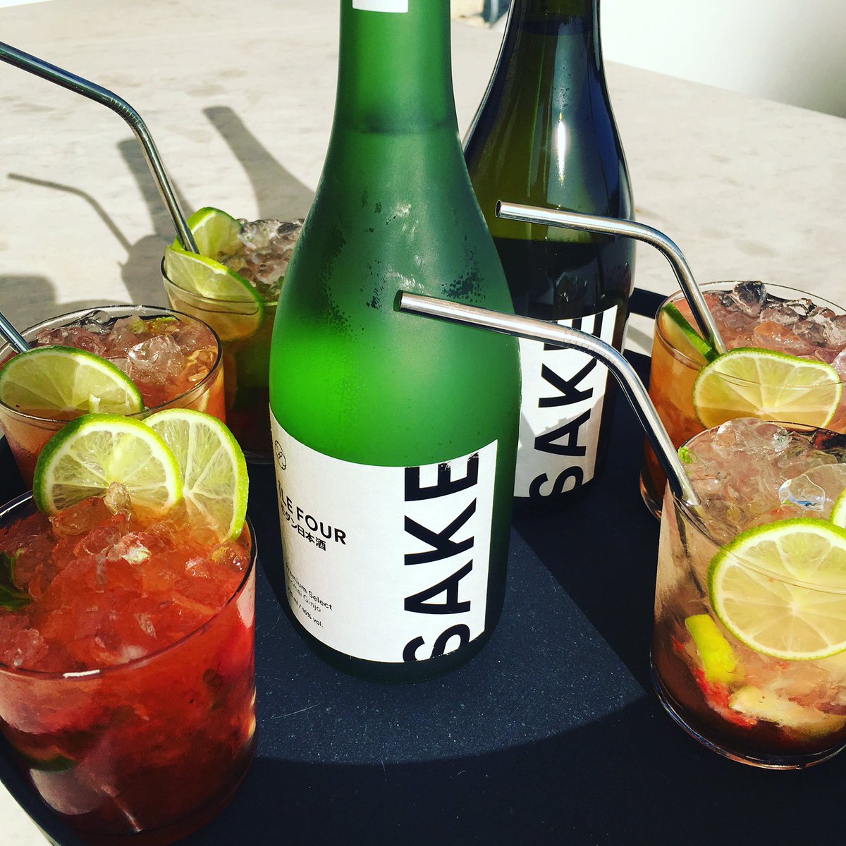 IleFour's tweet photo. Variations of #caipisake - muddle sugar with 1/2 lime and strawberries; add about 4oz of #ilefour #premiumselect #junmaiginjo Sake https://t.co/wh6PuWlnMP