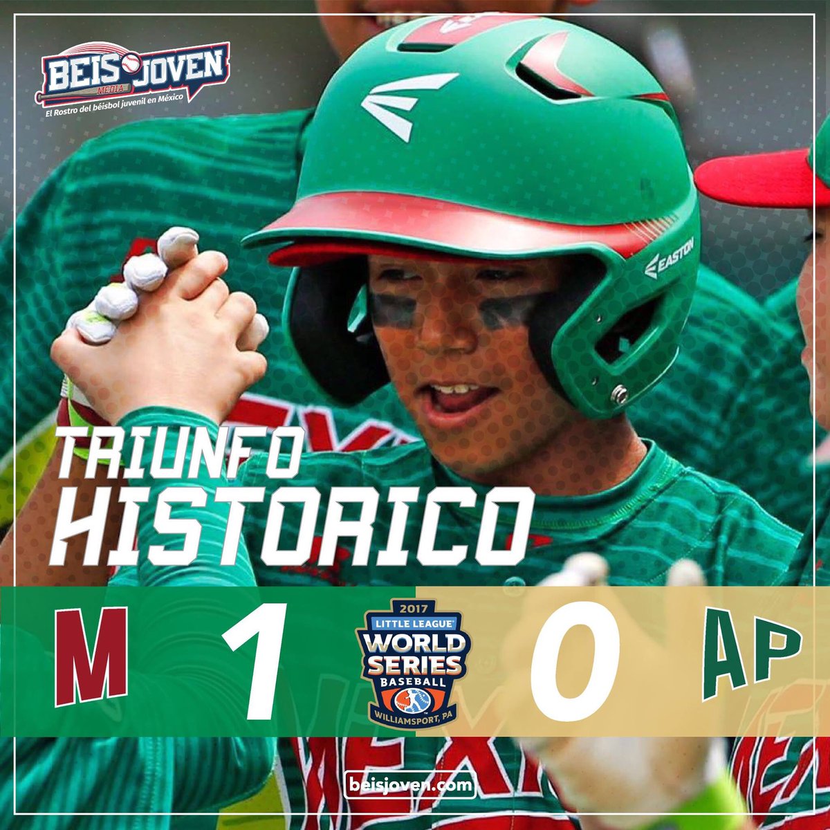 beisjoven's tweet photo. #TeamMexicoLL 🇲🇽vence 1-0 a Corea y lo elimina por primera vez en la historia de #LLWS ¡Los nuestros avanzan en la Serie Mundial #BeisJoven https://t.co/5Eo7li3ebS