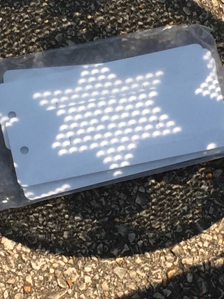 MrsNeves7's tweet photo. Colander eclipse #JPSEclipseWatch https://t.co/MLMss1T3b6