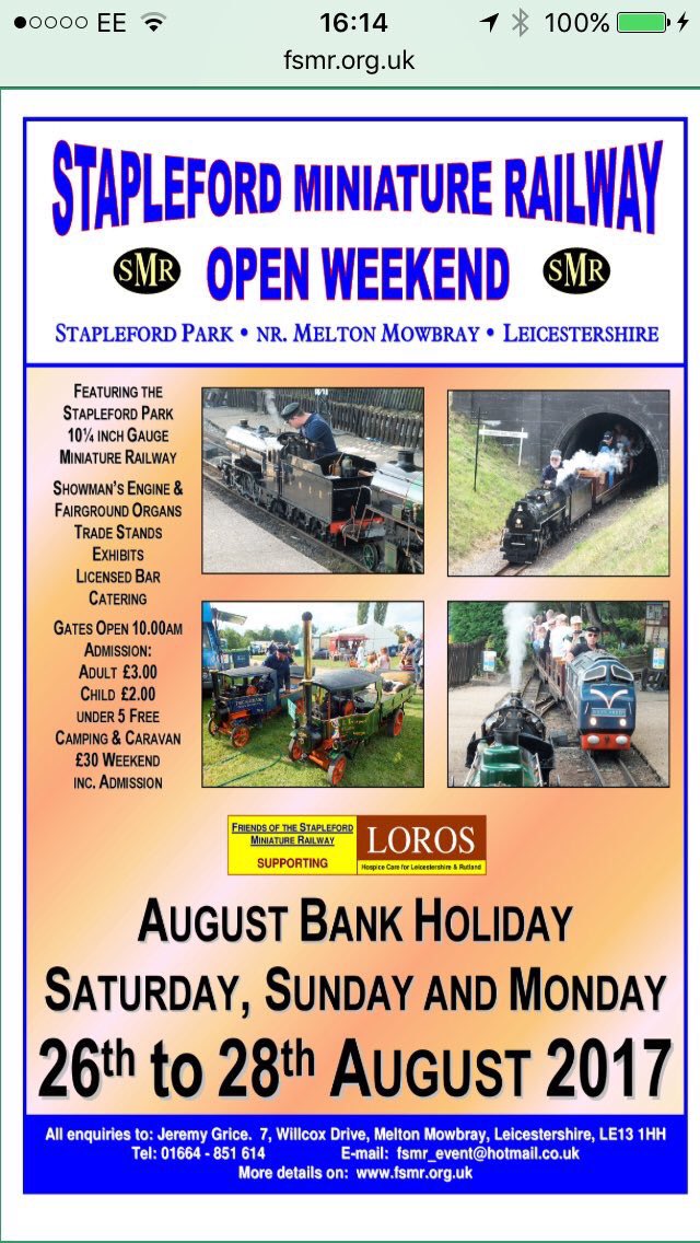 MeltonBid's tweet photo. A date for the diary this Bank Holiday weekend #melton @Staplefordtrain #bankholiday https://t.co/WUhQLRz62O