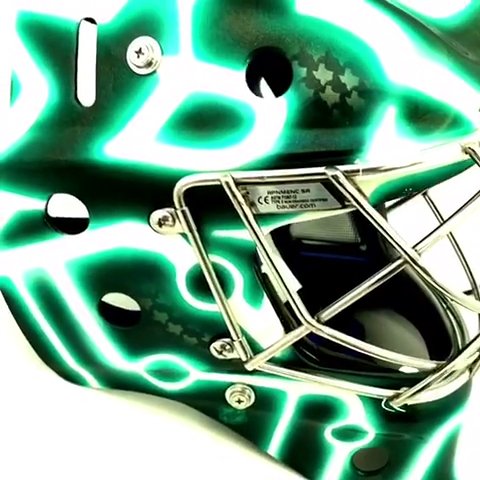 The stars at night are big and bright, and so is Ben Bishop's new Dallas Stars mask. (design by @artofdave) https://t.co/x0GzIbGnql