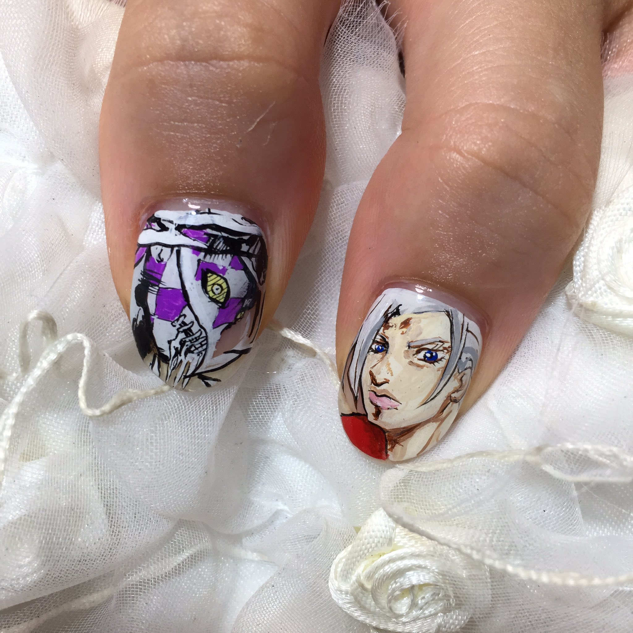 Stoneocean橘屋 痛ネイル屋さん お客様ネイル 名古屋 から遠征でいらしてくれた素敵なお客様 ジョジョ5部フーゴちゃんとパープルヘイズなネイル 遠いところからありがとうございました T Co Yzvckzi6zf Twitter