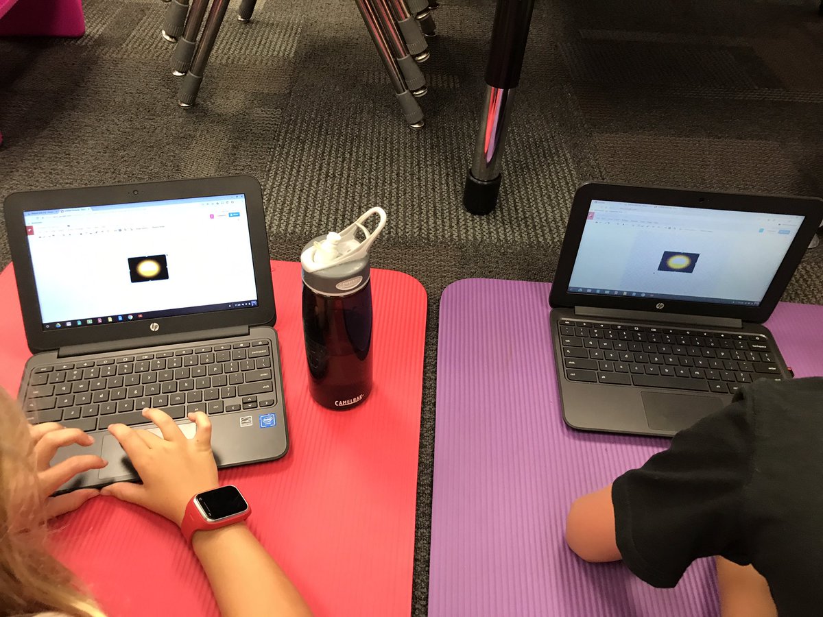 antitlowMES4th's tweet photo. Today students worked together on Google Drawings to make safety posters for today's eclipse! #SolarEclipse2017 #collaboration @tsctechdept https://t.co/PvsatH1ctw