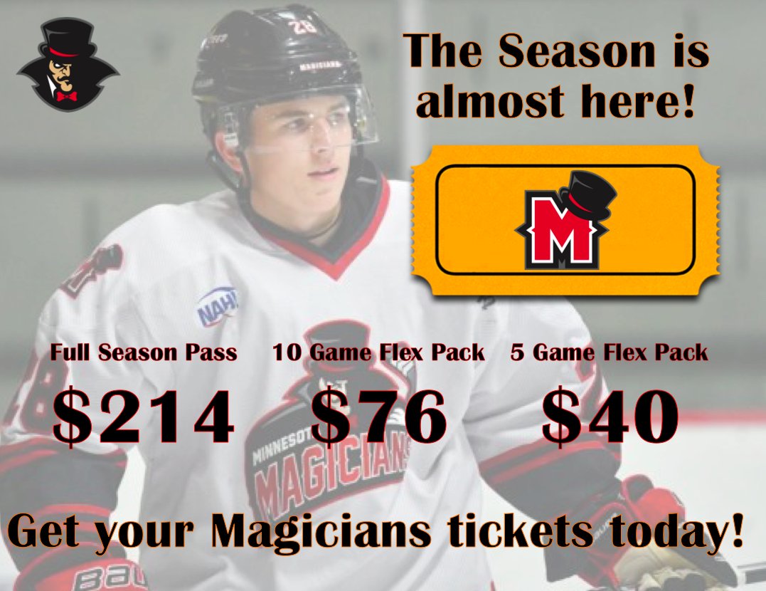 WiscWindigo's tweet image. ALERT: The season is almost here! Get your Magicians season pass or flex pack NOW! #MNMagicians 

Shop Here: magicianshockey.com/specials