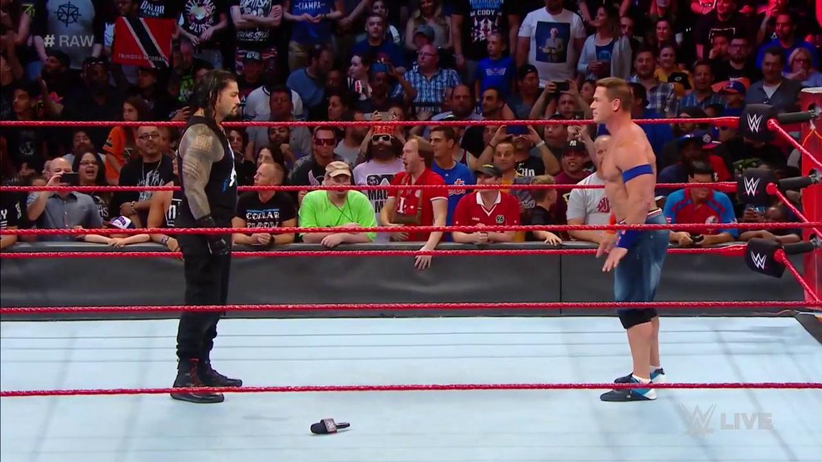 WHAT A MOMENT. #RAW @WWERomanReigns @JohnCena