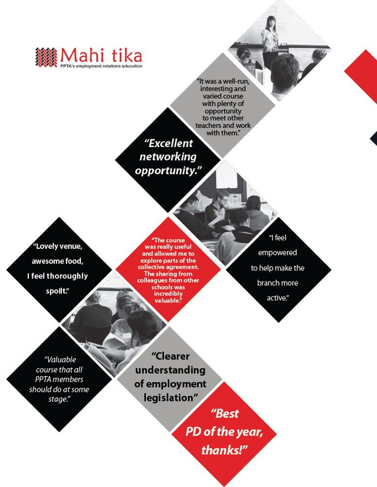 Mahi tika: Learning to make a difference  ppta.org.nz/events/mahi-ti… PLD, employment relations and health and safety training for members