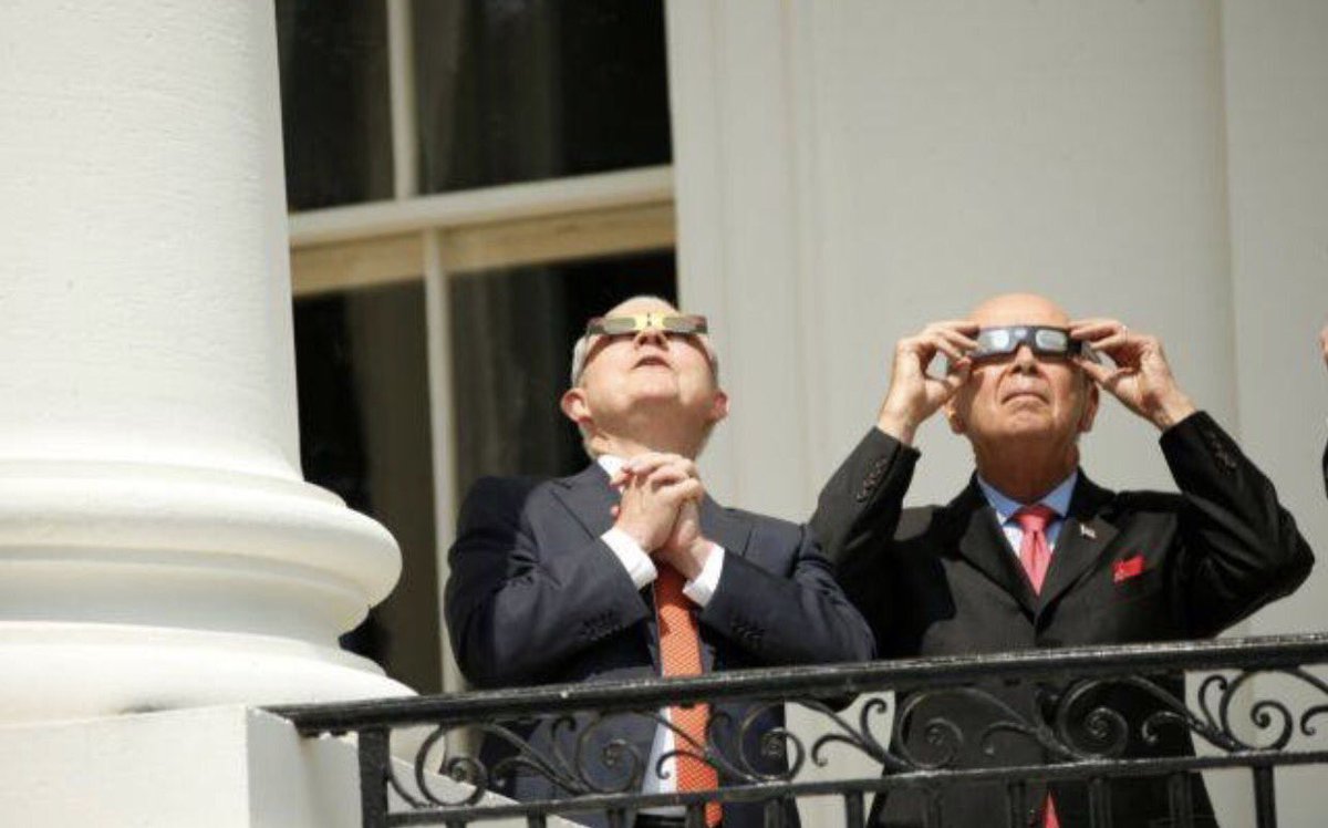 GeorgeTakei's tweet photo. My heavens and clutch my pearls, if that wasn't Jeffrey Sessions watching the #Eclipse I'd swear it was Leslie Jordan. https://t.co/MdMLu4dWFQ