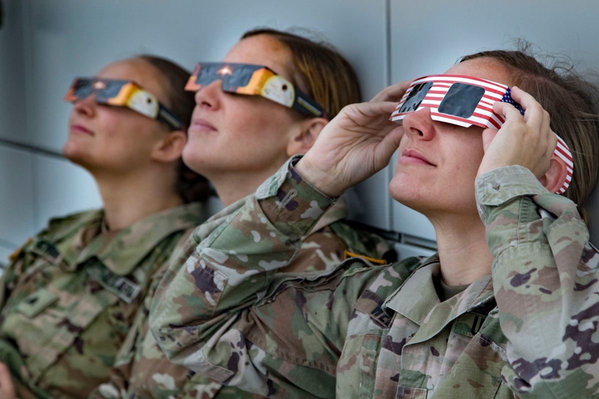 NENationalGuard's tweet photo. #NEGuard members observe #Neclipse17 from the air base in #LNK. (1/2) https://t.co/tUuG2lOfem