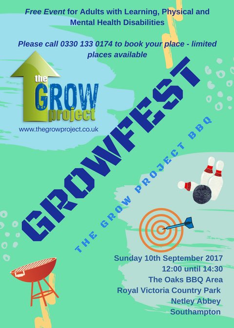 TheGROWProjectS's tweet photo. GROWFEST-FREE for Adults with Physical and Learning Disabilities 10th September 12:00-2:30pm https://t.co/6ssZ9MCGVd 0330 133 0174 to book https://t.co/5GWFyTVmvv