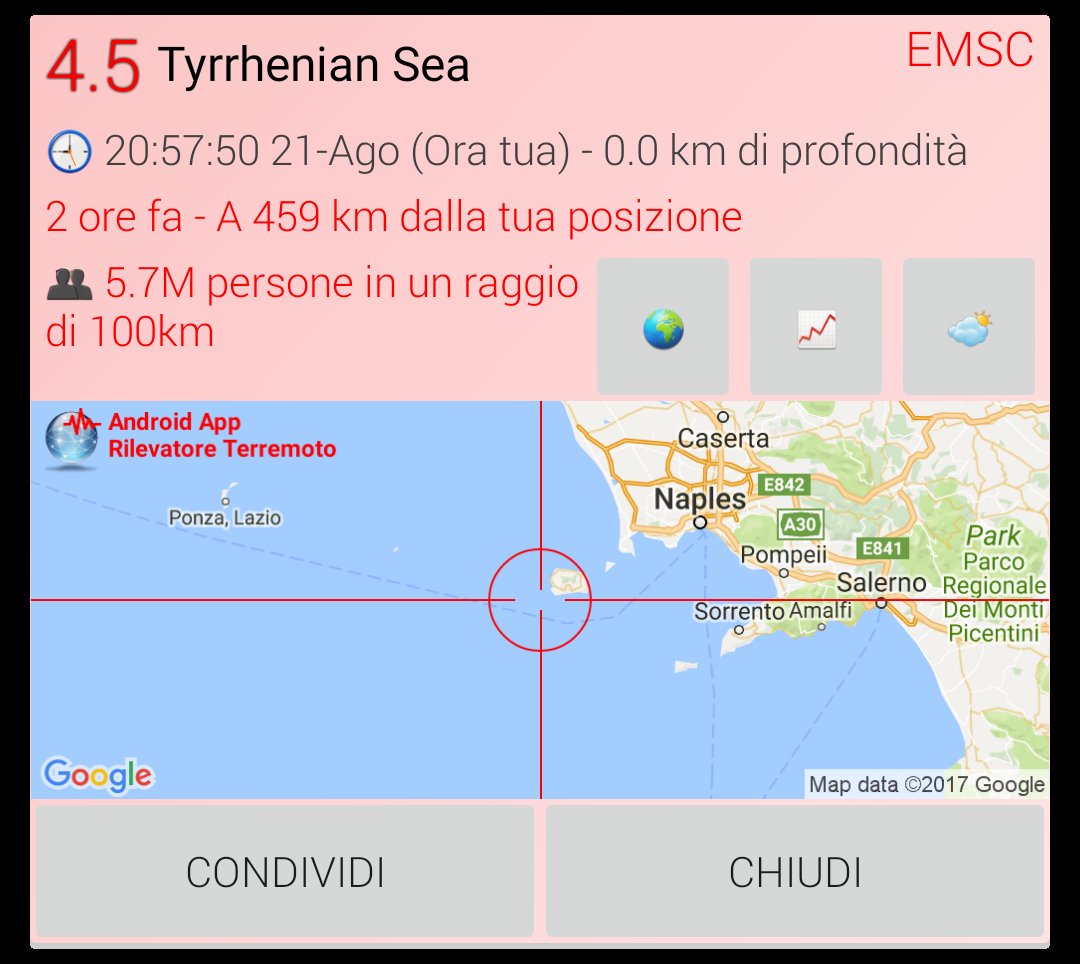 annapnl's tweet photo. #terremoto M4.5,  Tyrrhenian Sea. Segnalato tramite https://t.co/lo2rkOWCx5 #earthquakenetwork https://t.co/qo6dUjq20l