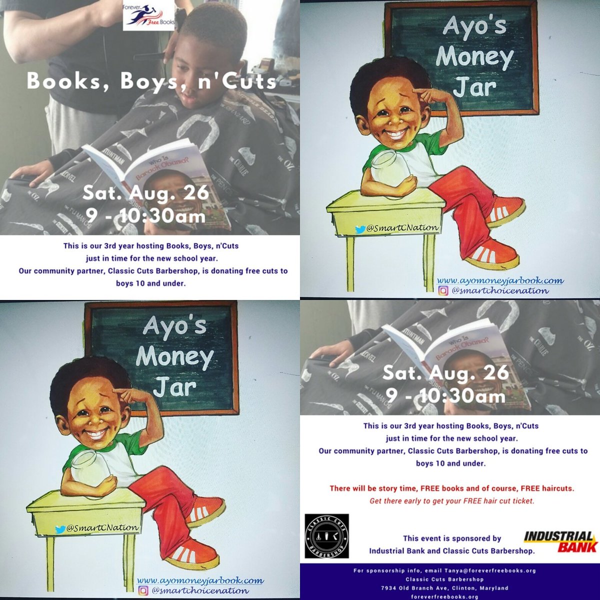 SmartCNation's tweet photo. Excited to share we are partnering with Forever Free Books, for the Books Boys n 'Cuts event this Saturday!  @RealWifeCoach #finlit #DMV https://t.co/RFKyvmyX3m