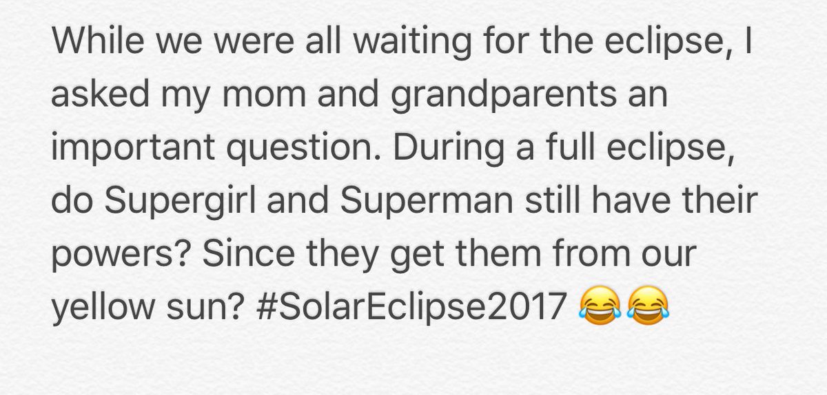 hannahbittick_'s tweet image. @MelissaBenoist @TylerL_Hoechlin please shed some light on this. I literally asked them😂  #SolarEclipse2017 #hadtoask #supergirl
