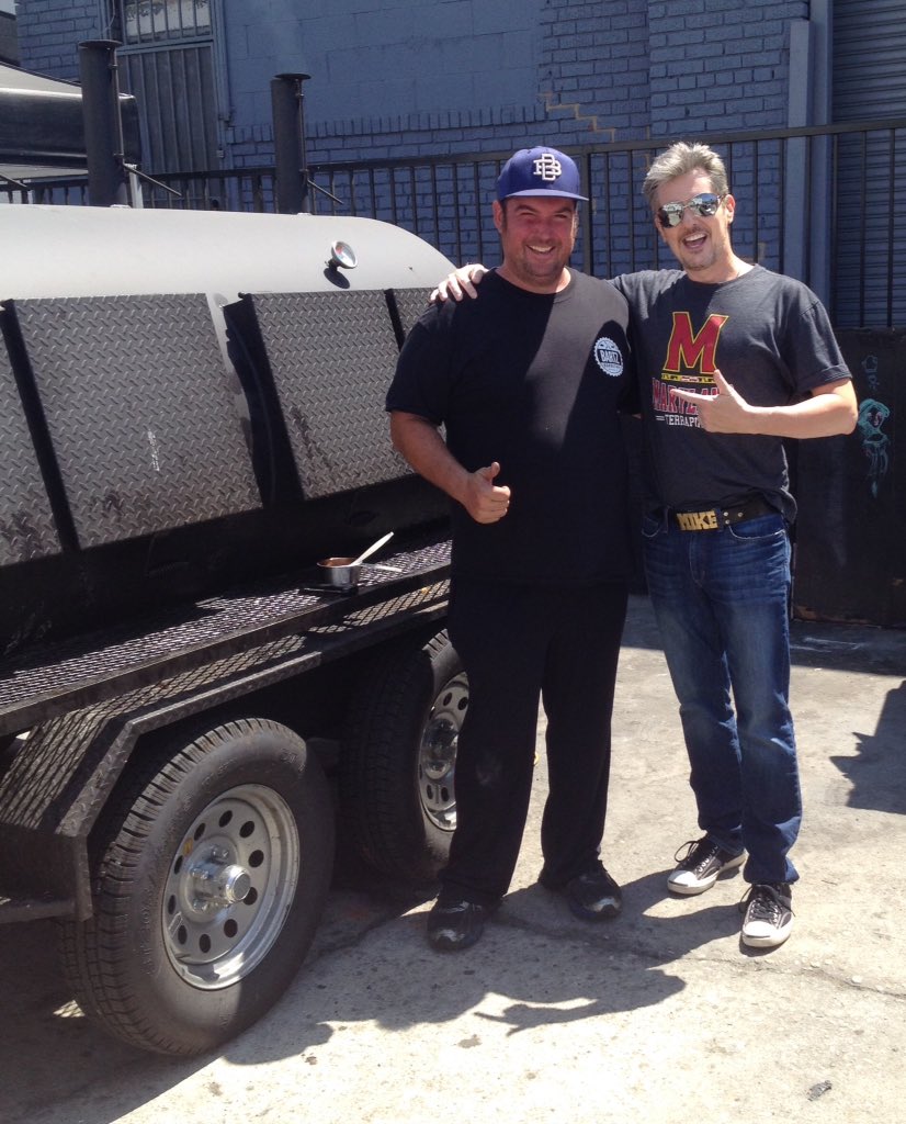 miketimpson's tweet photo. When Dustin brings the smoker from @Bartzbarbecue to the hood - you tear up some @Bartzbarbecue https://t.co/cupmog4kkt